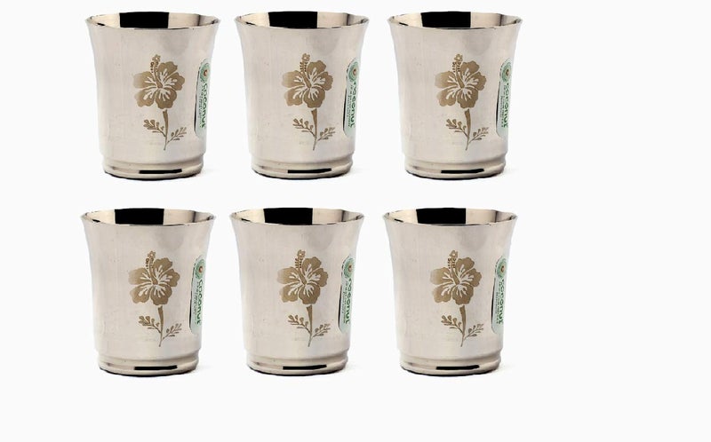 KCL Ekonomica Stainless Steel Laser Etching Water Glass/Drinking Glass/Tumblers - Capacity - 250ML Each Glass- Pack of 6 - Image 3