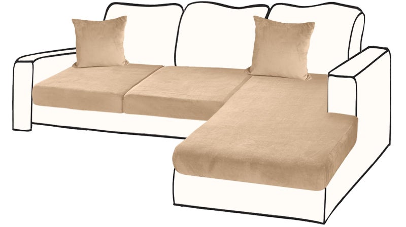 BT.WA Sectional Couch Covers for 3-Piece Seat Cushion Velvet Separate L Shape Couch Cover Stretch Sofa Slipcover with 2 Pieces Pillowcases Furniture Protector (Sofa 2 Seater + 1 Chaise  Camel) - Image 1