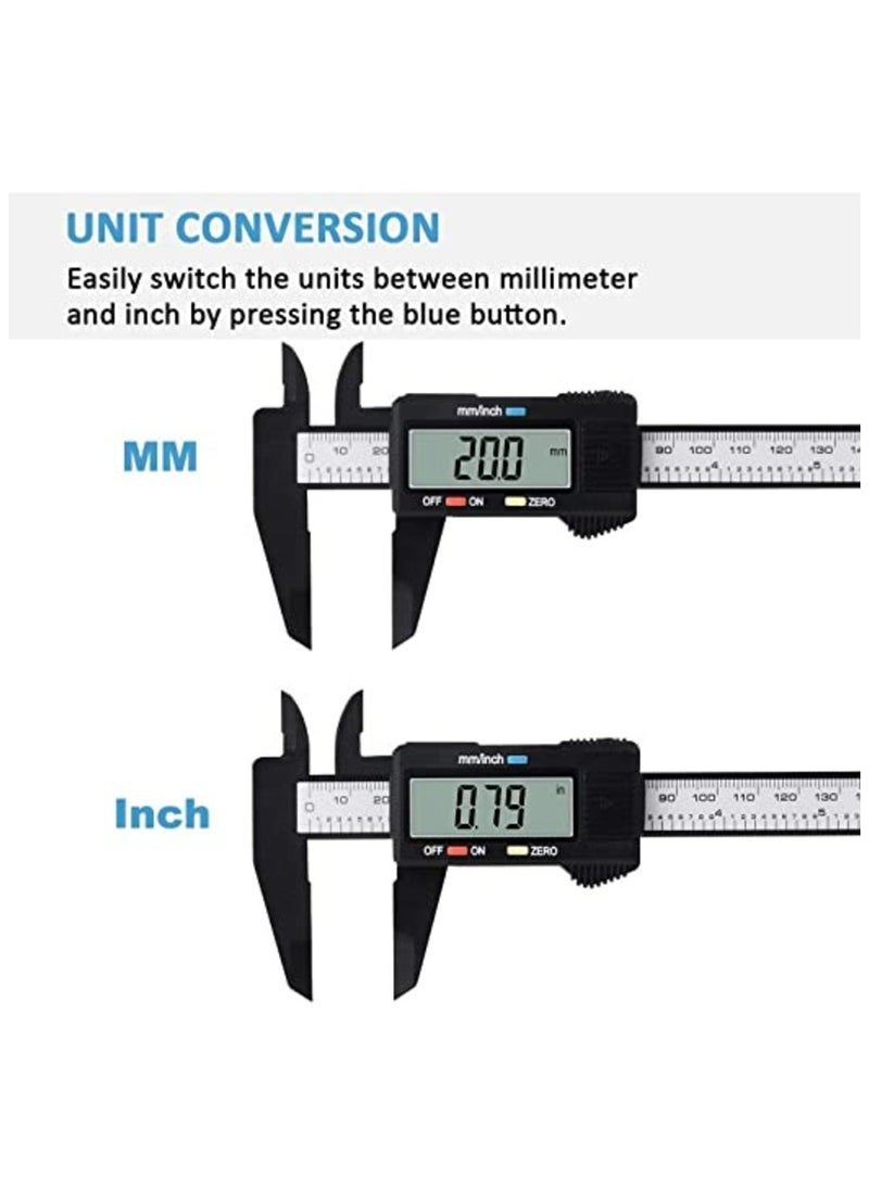 MIRFA - Digital Caliper 0-6 Inch Calipers Measuring Tool  Electronic Micrometer Caliper with Large LCD Screen Auto-off Feature Inch and Millimeter Conversion - Image 1