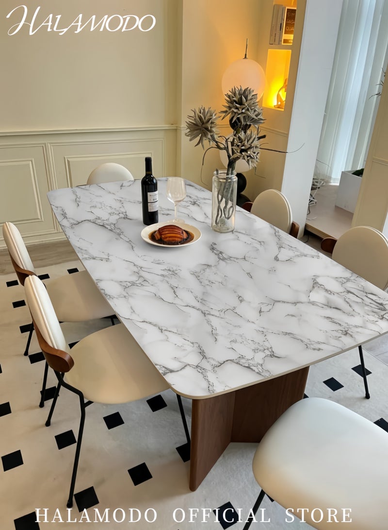 HALAMODO Marble Sticky Back Plastic Contact Paper Self Adhesive Wallpaper Waterproof Roll for Kitchen Countertop Furniture Easy to Remove White/Grey 60x1000cm - Image 5