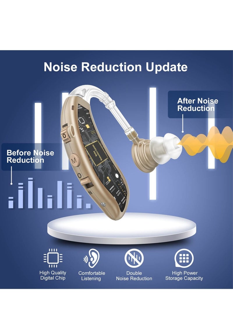 Generic - Hearing Aid, Rechargeable Hearing Amplifiers with Noise Reduction, Digital Personal Sound Amplifier Devices for Seniors with Volume Control (Brown) - Image 1