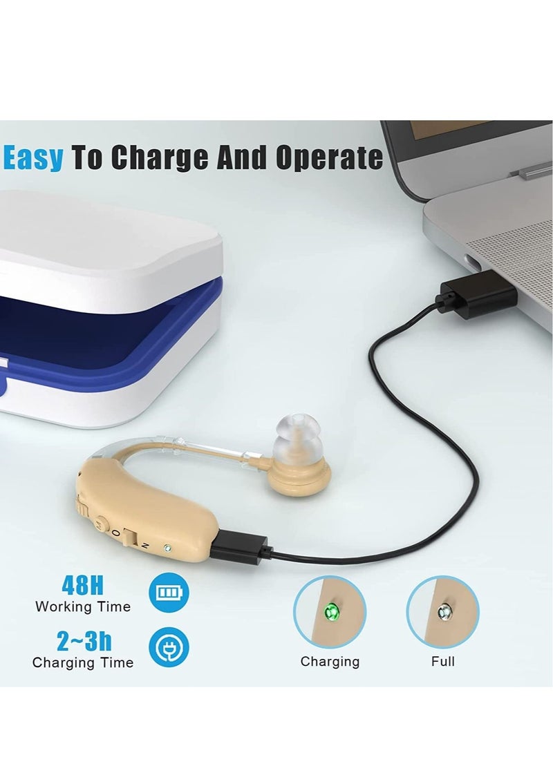 Generic - Hearing Aid, Rechargeable Hearing Amplifiers with Noise Reduction, Digital Personal Sound Amplifier Devices for Seniors with Volume Control (Brown) - Image 1