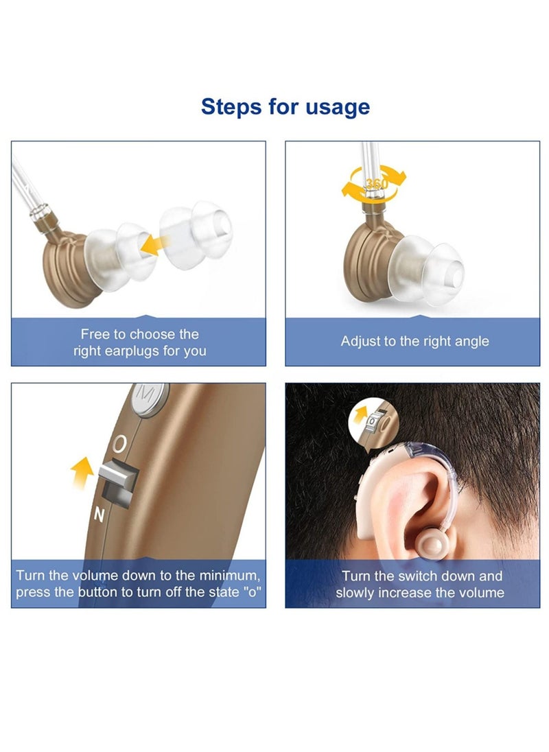 Generic - Hearing Aid, Rechargeable Hearing Amplifiers with Noise Reduction, Digital Personal Sound Amplifier Devices for Seniors with Volume Control (Brown) - Image 1