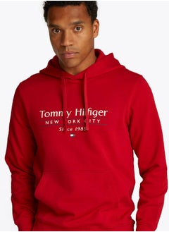 TOMMY HILFIGER Men's Logo Drawstring Hoody - Cotton, Red  - Image 5