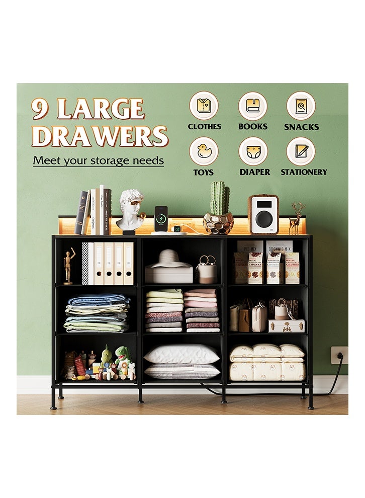 keke Nine-drawer Storage Cabinet for inside Home Room Storage Cabinet 47" inch Black Color - Image 4