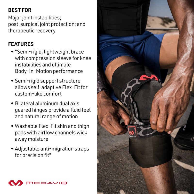 McDavid Knee Brace, Heavy Duty Hinged Knee Braces for Knee Pain, Instabilities, Ligament, ACL, MCL, PCL, Meniscus Injury, Pain Relief, Recovery, Preventive Hyperextension, Left or Right Side - Image 4