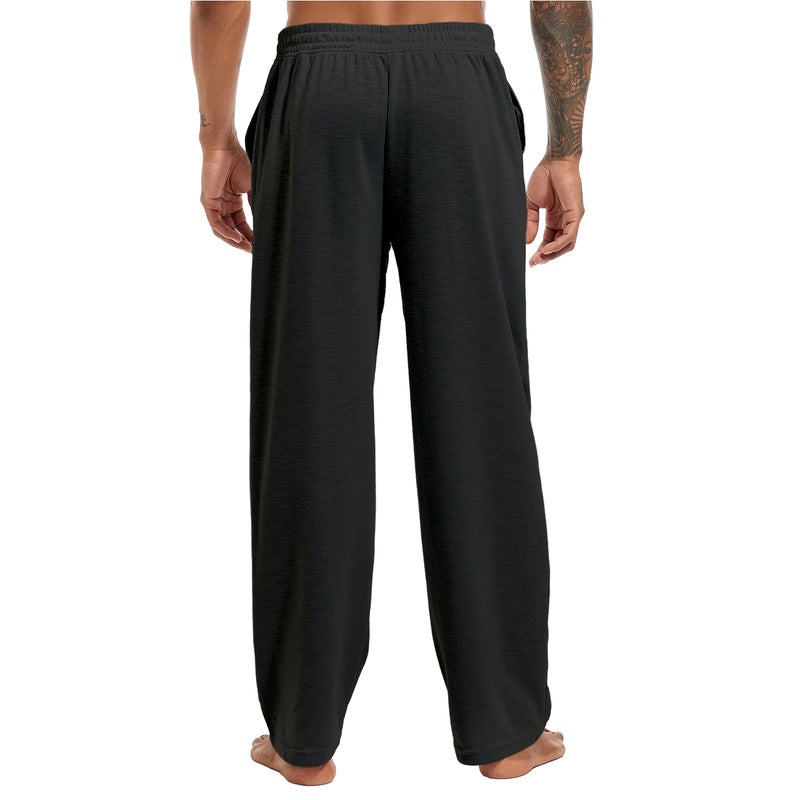Inner Wish Men's Pajama Pant, Soft Mens Lounge Pants Sleep Bottoms with Pockets Drawstring, BLACK,L - Image 3