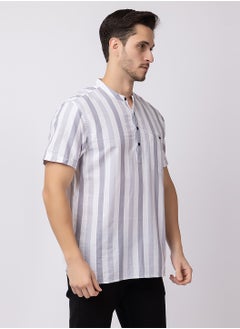 OCTAVE Octave Men's Cotton Vertical Stripe Knited T-Shirt,Grey  - Image 4