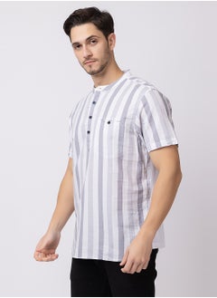 OCTAVE Octave Men's Cotton Vertical Stripe Knited T-Shirt,Grey  - Image 5