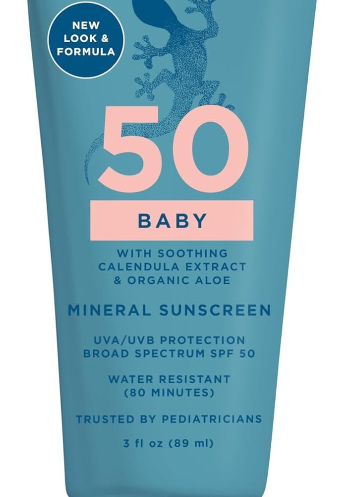 BLUE LIZARD Baby Mineral Sunscreen with Zinc Oxide, SPF 50+, Water Resistant, UVA/UVB Protection with Smart Cap Technology - Fragrance Free, 3 Ounce Tube - Image 1