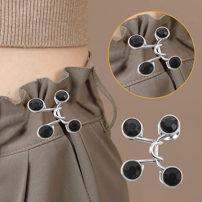 AKSHITRI AKSHITRI Waist Tightener Adjustable Waist Buckle Set Extra Button for Jeans to Make Tighter Instant Jeans Button Pins for Pants Jeans Skirts No Sewing Required - Image 2