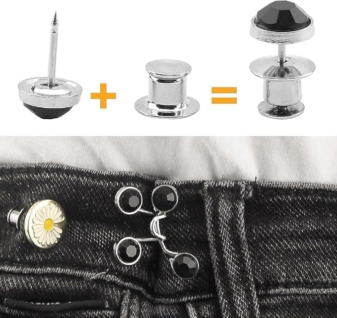 AKSHITRI AKSHITRI Waist Tightener Adjustable Waist Buckle Set Extra Button for Jeans to Make Tighter Instant Jeans Button Pins for Pants Jeans Skirts No Sewing Required - Image 5