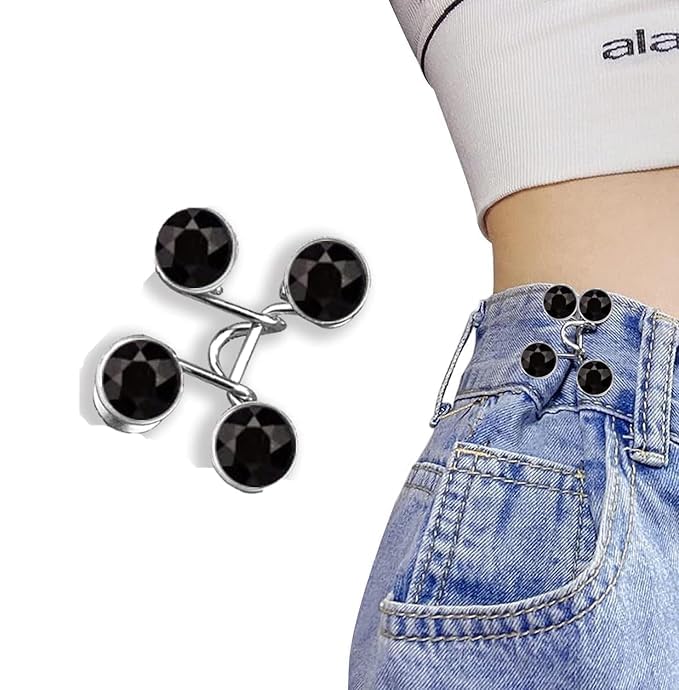 AKSHITRI AKSHITRI Waist Tightener Adjustable Waist Buckle Set Extra Button for Jeans to Make Tighter Instant Jeans Button Pins for Pants Jeans Skirts No Sewing Required - Image 1