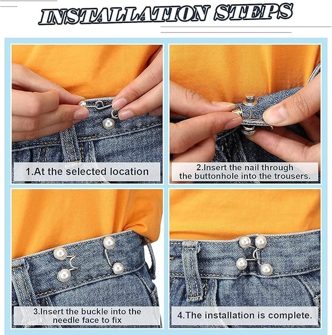 AKSHITRI AKSHITRI Waist Tightener Adjustable Waist Buckle Set Extra Button for Jeans to Make Tighter Instant Jeans Button Pins for Pants Jeans Skirts No Sewing Required - Image 4