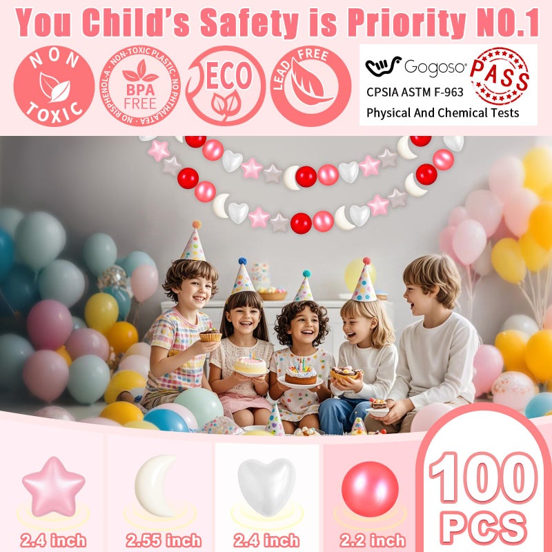 GOGOSO Star Heart Moon Ball Pit Balls  Shaped Play Balls for Ball Pit  100 200 500 1000 Crush Proof Bpa Free Kids Toddler Baby Pastel Pelotas Fiery Scarlet Red  100 - Image 4