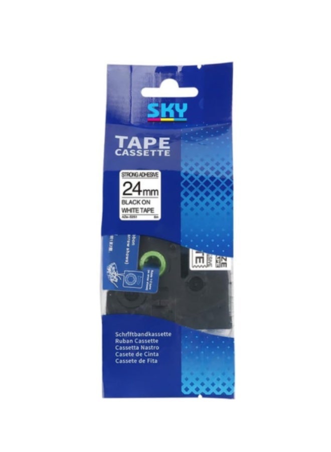 SKY 24mm Extra Strength Strong Adhesive Black on White Label Tape Compatible with P-Touch Label Printers - Image 2