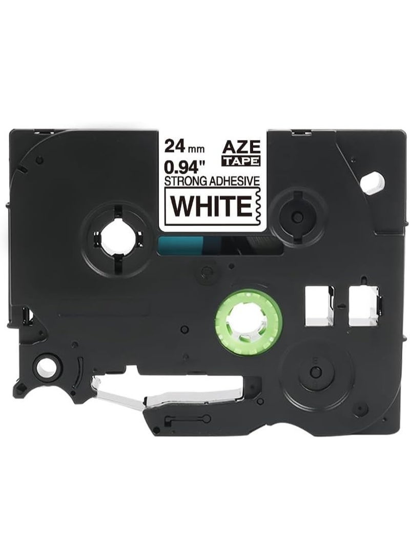 SKY 24mm Extra Strength Strong Adhesive Black on White Label Tape Compatible with P-Touch Label Printers - Image 3