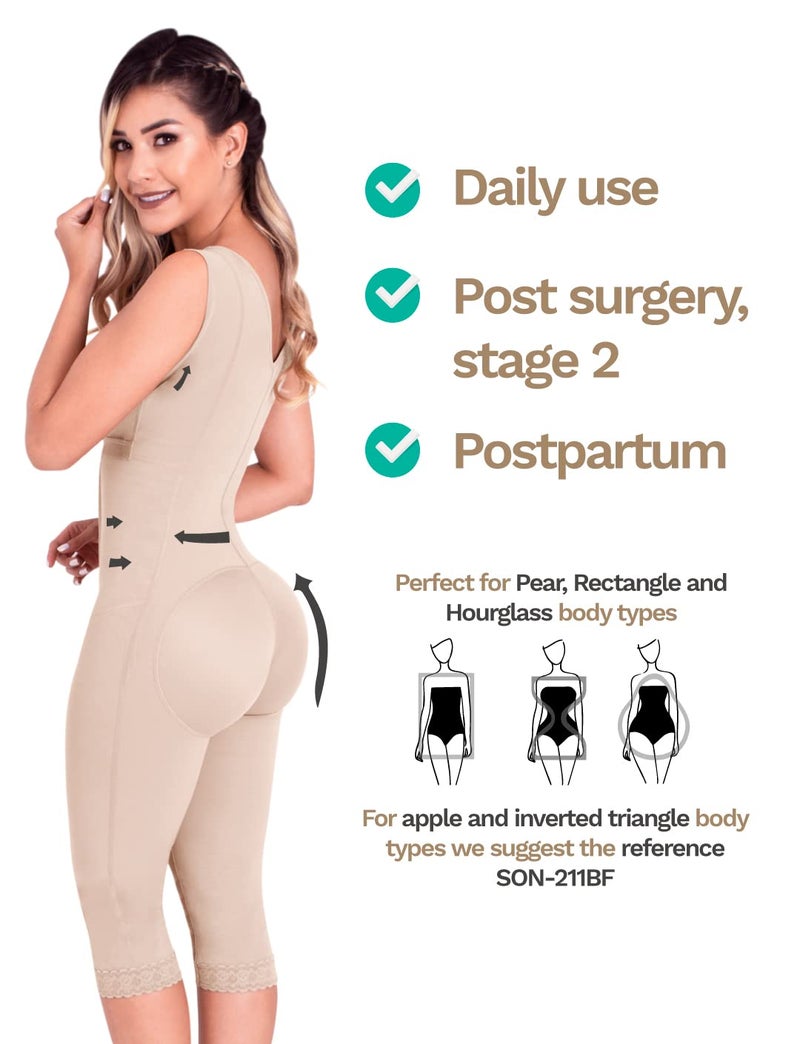 Sonryse 052 Fajas Colombianas Reductoras y Moldeadoras Post Surgery BBL Stage 2 Liposuction Compression Shapewear Bodysuit Garments Mocha 3XL - Image 5