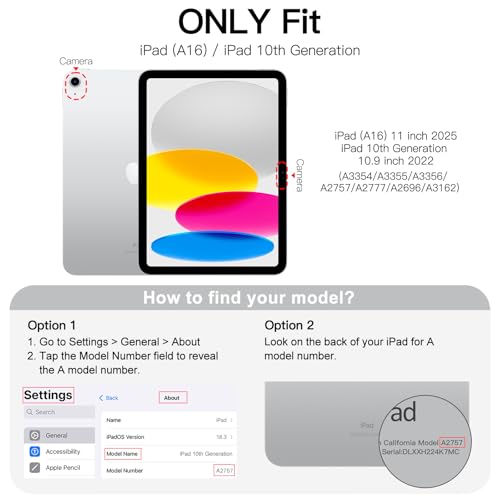 JETech Kids Case for iPad (A16) 11th/10th Generation (2025/2022) with Built-in Screen Protector, Shockproof Full-Body Handle Stand Tablet Protective Cover (Black) - Image 2