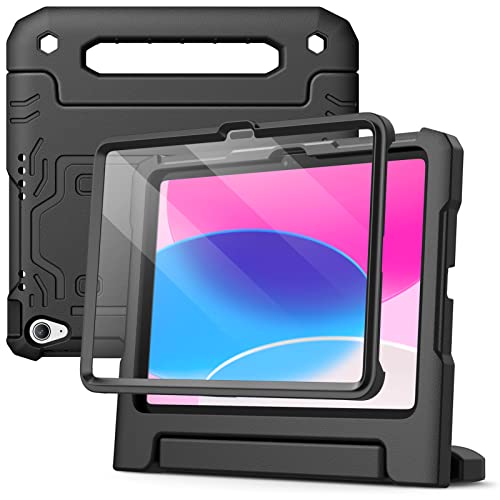 JETech Kids Case for iPad (A16) 11th/10th Generation (2025/2022) with Built-in Screen Protector, Shockproof Full-Body Handle Stand Tablet Protective Cover (Black) - Image 1