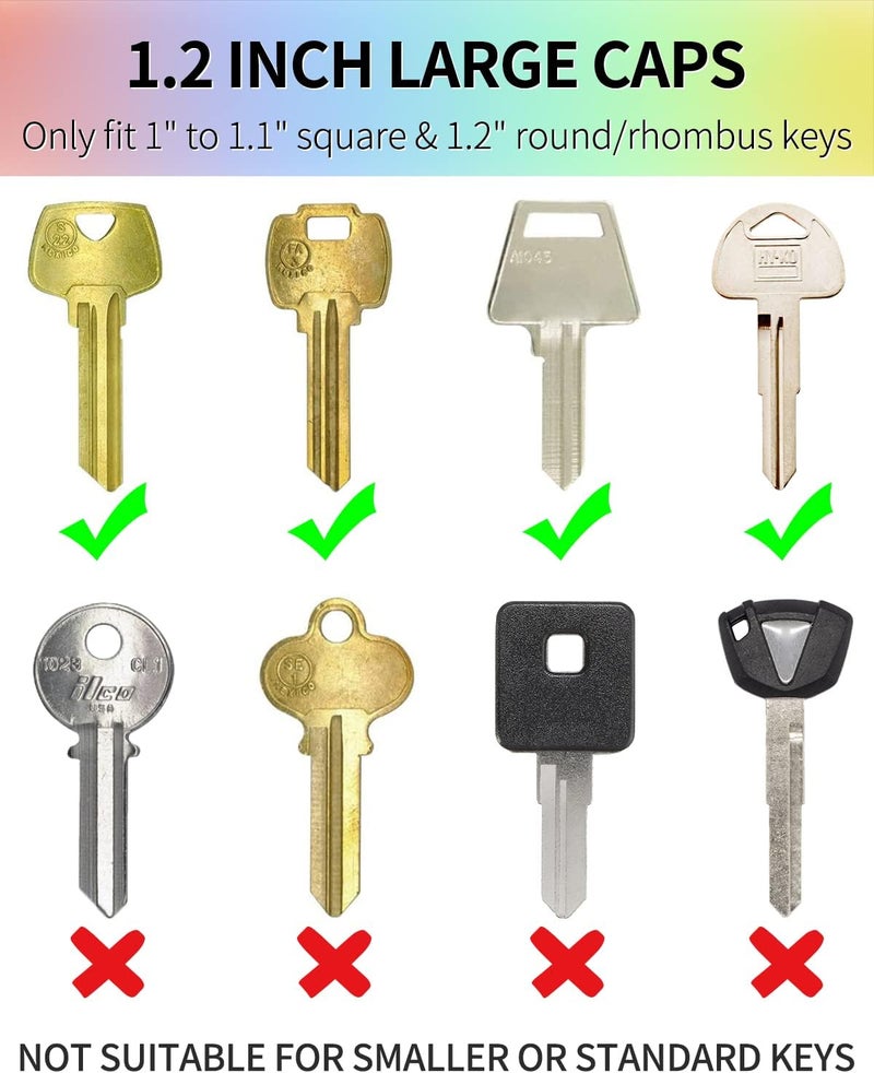 Uniclife 28 Pack Round Key Caps Covers Set in 9 Assorted Colors - 1 Inch and 1.2 Inch Plastic Identifier Label Tags for Standard Round Flat House and Larger Square Rhombus Office Keys - Image 5