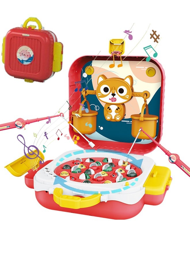 VUCATIN Fishing Toys for Kids Balance Scale Games Early Childhood Parent-Child Interactive Games With Music Stories 2 Toy Fishing Rods 21 Fish Learning and Educational Toys Sound Effect Toys (Red) - Image 1