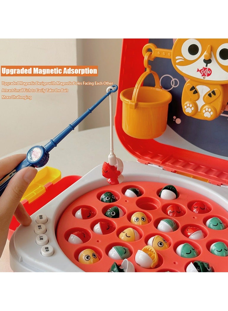 VUCATIN Fishing Toys for Kids Balance Scale Games Early Childhood Parent-Child Interactive Games With Music Stories 2 Toy Fishing Rods 21 Fish Learning and Educational Toys Sound Effect Toys (Red) - Image 2