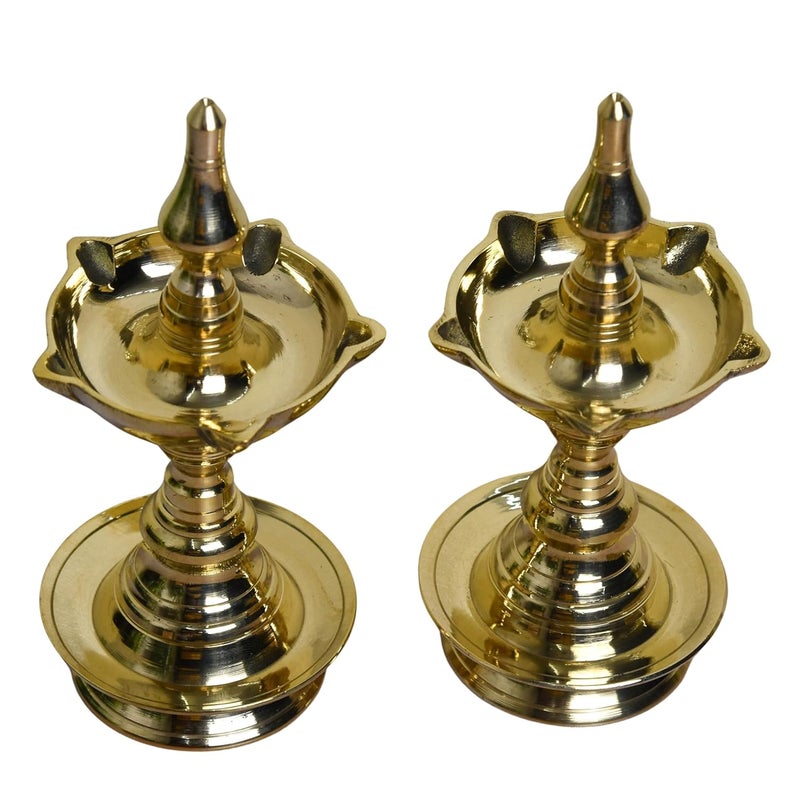 Neetu Arts Pure Brass Short Udupi Diya Heavy 7 inches Brass Colour Pack of 1 Pair - Image 4
