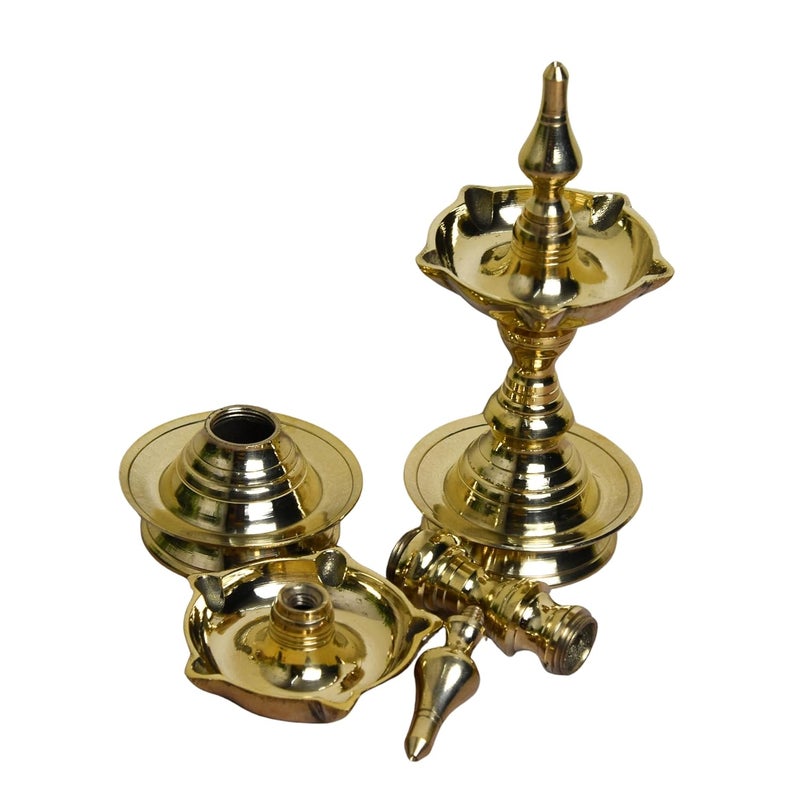 Neetu Arts Pure Brass Short Udupi Diya Heavy 7 inches Brass Colour Pack of 1 Pair - Image 5
