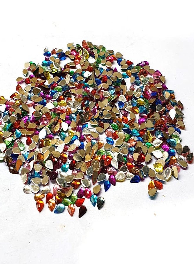 JPM Beads Crystal Finish Rhinestones Mix Color Drop Shape 4x5.5mm Size 1440 Pieces Pack