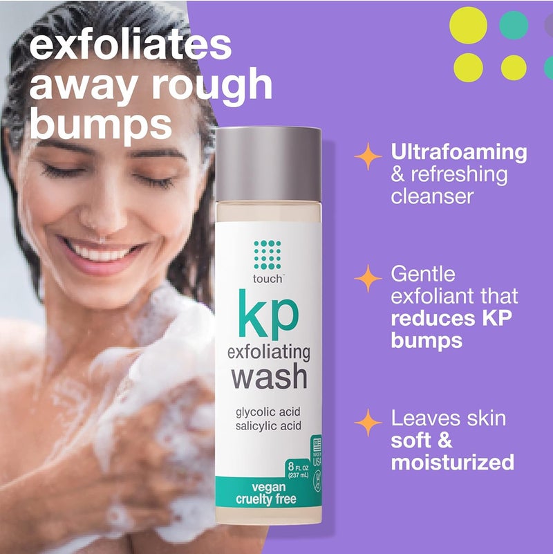 TOUCH Keratosis Pilaris Exfoliating Body Wash Cleanser - KP Body Wash with 15% Glycolic Acid, Aloe Vera, & Hyaluronic Acid - 8 Ounce - Image 2