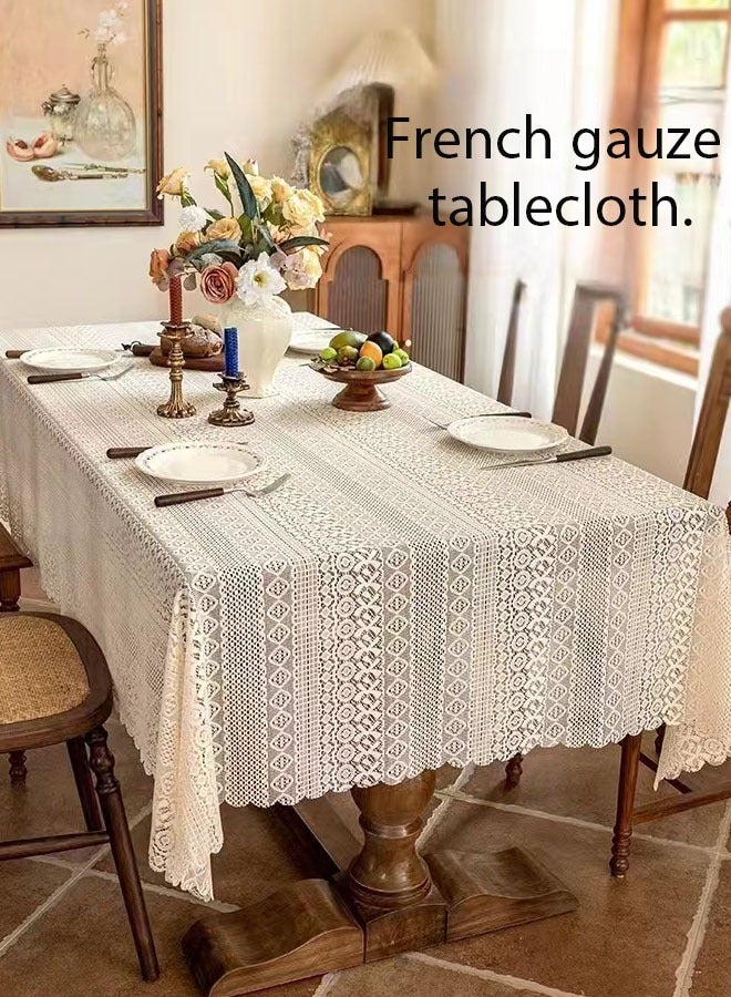 FLYROAD 140*100CM waterproof tablecloth, embroidered cotton and linen tassel tablecloth, heavy-duty wrinkle-proof rectangular tablecloth, suitable for home or outdoor - Image 2