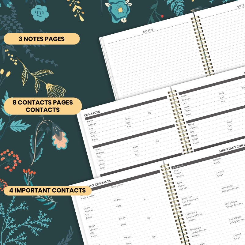 Artfan 2026-2029 Monthly Planner - 3 Year Planner 2026-2029, Jul. 2026 - Jun. 2029, 9" x 11", 3 Year Calendar Planner 26-29, 36 Monthly Calendar with Tabs, Notes Pages, Inner Pocket - Green Leaves - Image 4