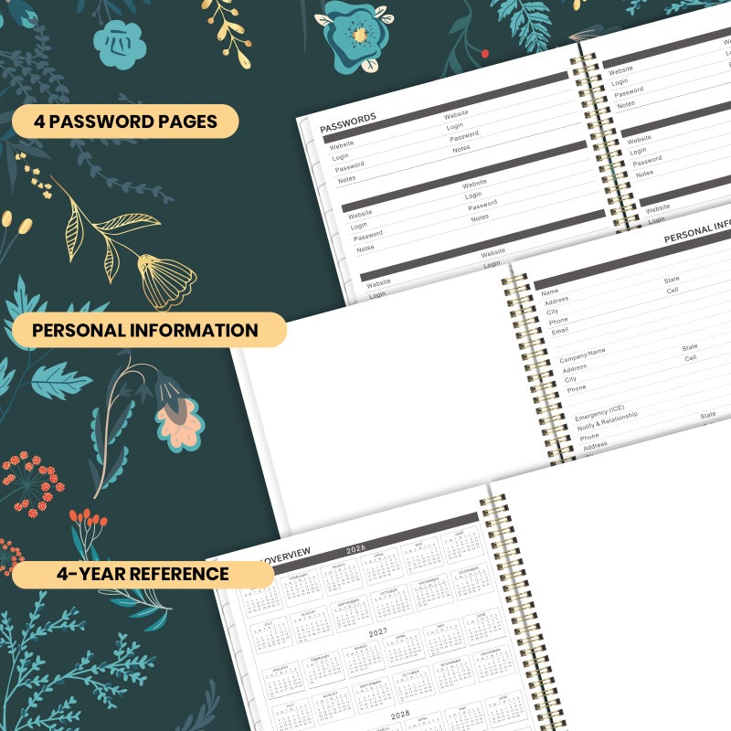 Artfan 2026-2029 Monthly Planner - 3 Year Planner 2026-2029, Jul. 2026 - Jun. 2029, 9" x 11", 3 Year Calendar Planner 26-29, 36 Monthly Calendar with Tabs, Notes Pages, Inner Pocket - Green Leaves - Image 5