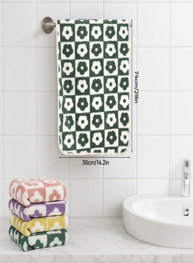 YQQYG مناشف يد مربعة الشكل من YQQYG، 4 قطع، مقاس 14 × 29 بوصة، مناشف حمام مزخرفة، مناشف يد ناعمة ماصة بنقشة زهور للحمام والمطبخ والمنتجع الصحي والنادي الرياضي - Image 2