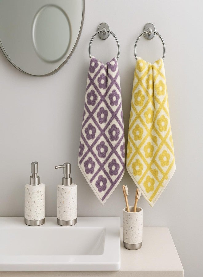 YQQYG مناشف يد مربعة الشكل من YQQYG، 4 قطع، مقاس 14 × 29 بوصة، مناشف حمام مزخرفة، مناشف يد ناعمة ماصة بنقشة زهور للحمام والمطبخ والمنتجع الصحي والنادي الرياضي - Image 5