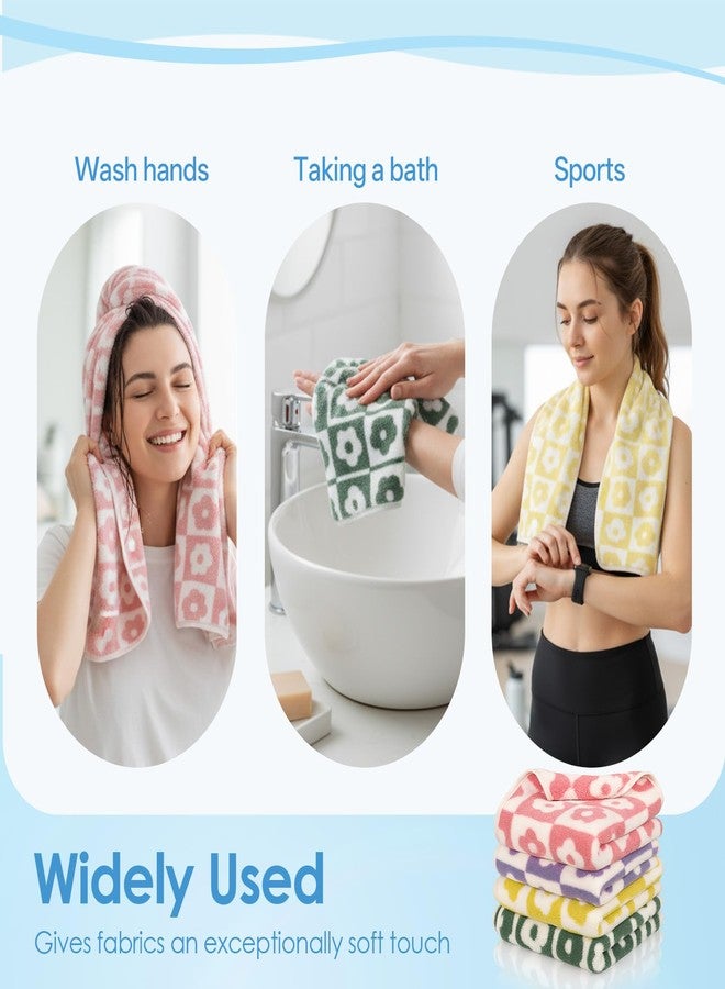 YQQYG مناشف يد مربعة الشكل من YQQYG، 4 قطع، مقاس 14 × 29 بوصة، مناشف حمام مزخرفة، مناشف يد ناعمة ماصة بنقشة زهور للحمام والمطبخ والمنتجع الصحي والنادي الرياضي - Image 4