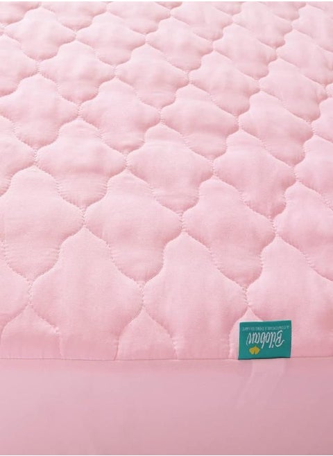 Waterproof Crib Mattress Protector Quilted Crib Sheets Fitted Pad Cover up to 9" Absorbent & Noiseless Toddler Bed Mattresss Topper Protector, Pink Crib Mattress Protector (Improved Thickness)