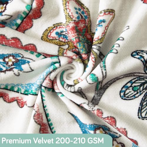 HOKIPO Premium Printed Velvet Sofa Cover 3 Seater Fully Covered, Beige Persian Garden (AR-5797-D9) - Image 2