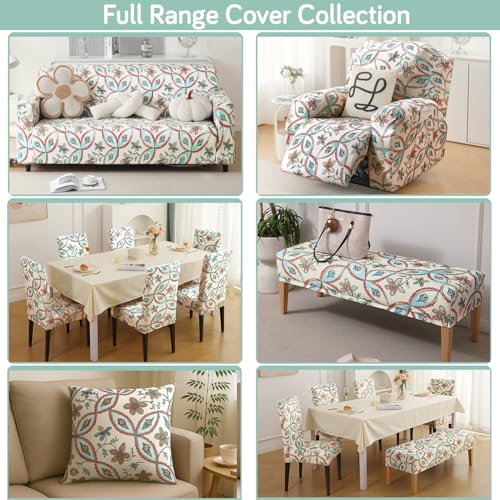 HOKIPO Premium Printed Velvet Sofa Cover 3 Seater Fully Covered, Beige Persian Garden (AR-5797-D9) - Image 5