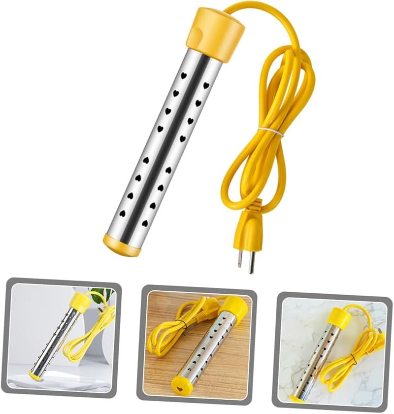 سخان مياه غاطس من الفولاذ المقاوم للصدأ 1500 واط، كهربائي محمول مع إيقاف تلقائي لاستخدامه في التخييم والاستحمام والمكتب - Image 4