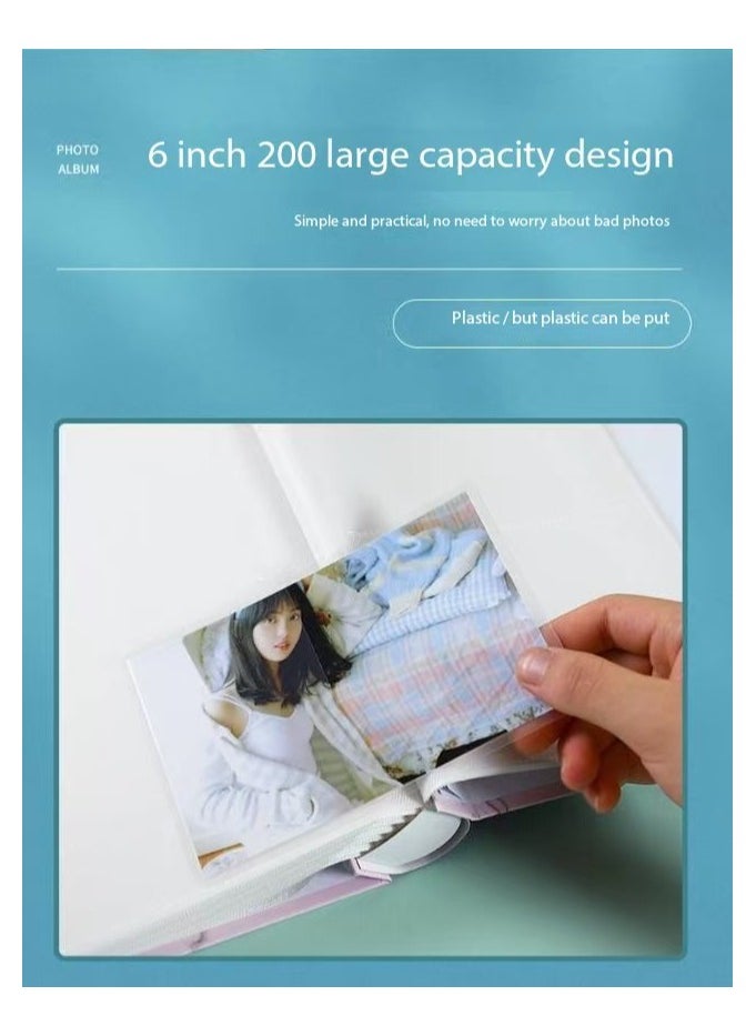 DELGREEN - 200 Pockets Foil Stamping Photo Album for 6 Inches Photos Portable Photo Album for Family Wedding Boys Girls - Image 1