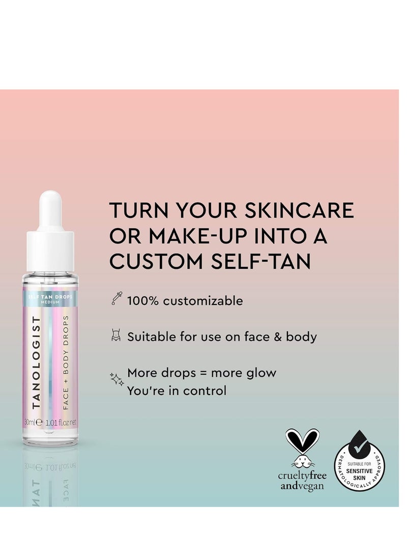 Tanologist Tanologist Face and Body Self Tan Drops, Medium - Bronzing Drops - Illuminating Self Tanning Drops, Natural Ingredients & Vegan - 1.01 Fl Oz  - Image 2