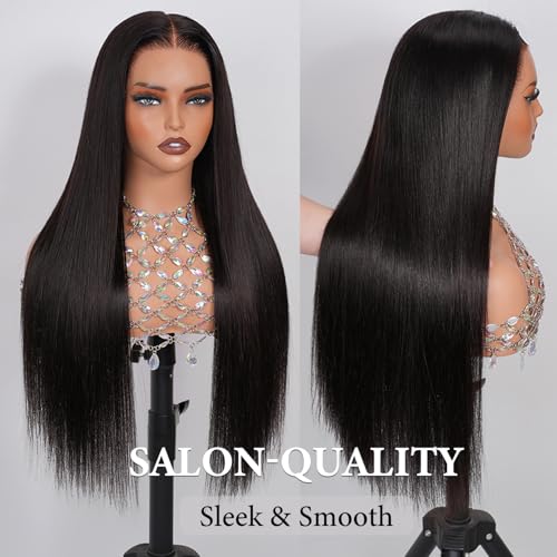 Pizazz 13x6 HD Lace Front Wigs Human Hair Pre Plucked Pre Bleached Pre Cut Glueless Wig Human Hair Upgrade Invisible Drawstring Wig with Tapes Straight 200 Density EartoEar Frontal Wigs for Women - Image 3