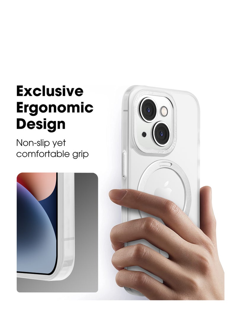 INFOSUN iPhone 14 Case with Magnetic Invisible Stand Cover Shockproof and Anti-Yellow Slim Thin Translucent Matte Protective Magsafe Case for Apple iPhone 14 6.1 inch - White - Image 5