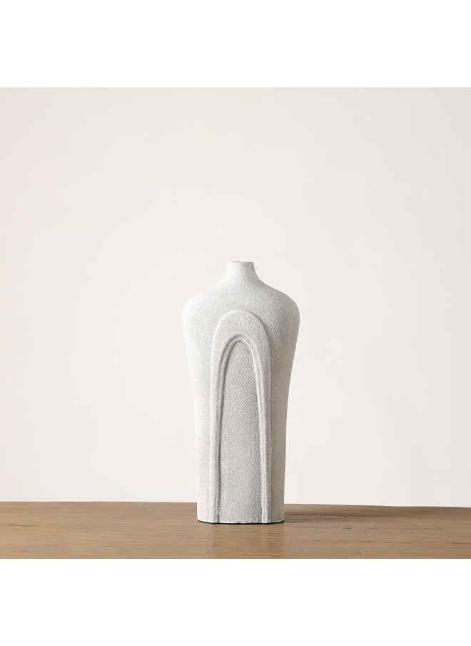 DANUBE HOME Danube Home Ava Polyresin Drop Sand Texture Vase - (16X10X35 Cm) Elegant Home Decor Collection Stylish White Flower Vase For Fresh Flowers Decoration Decorative Home Accessories 
