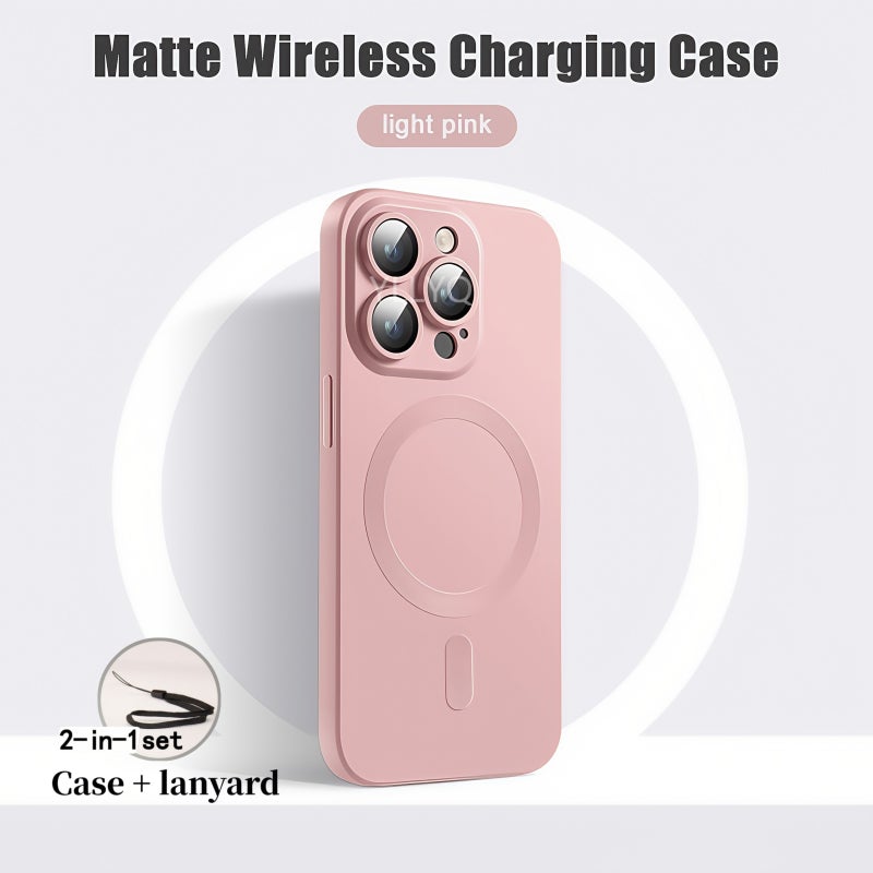 Pink Matte Magnetic Phone Case Set With Lanyard for iPhone 16 Pro - Image 5