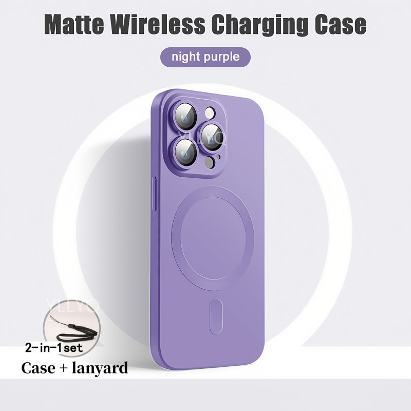 Pink Matte Magnetic Phone Case Set With Lanyard for iPhone 16 Pro - Image 4