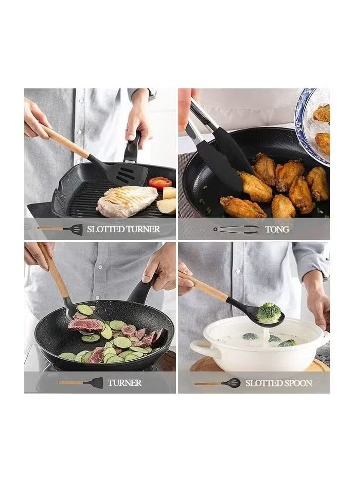 Raxoom 12-Piece Non-Stick Silicone Cooking Utensils Set – Multicolour, .12.5x12.5x33cm – Premium Heat-Resistant, Non-Scratch, Easy-to-Clean Kitchen Tools, Perfect for Stirring, Serving, and Cooking - Image 2