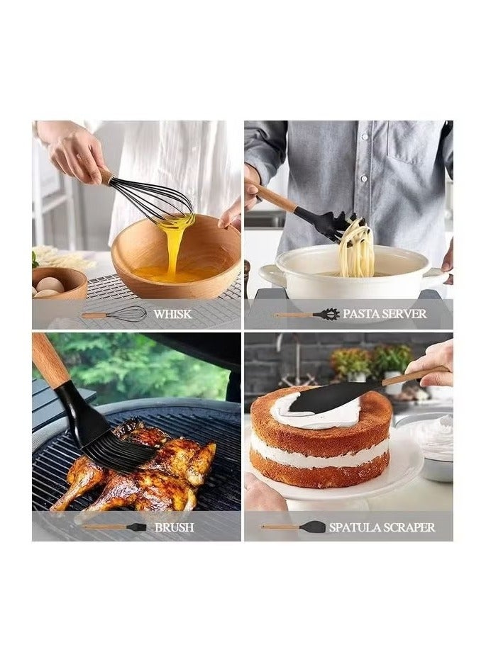 Raxoom 12-Piece Non-Stick Silicone Cooking Utensils Set – Multicolour, .12.5x12.5x33cm – Premium Heat-Resistant, Non-Scratch, Easy-to-Clean Kitchen Tools, Perfect for Stirring, Serving, and Cooking - Image 3